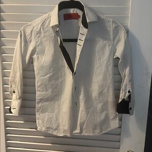 Kids White and Black Button Down Shirt